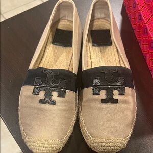 Tory Burch Tan and Black Espadrilles